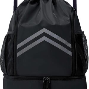 Black and Gray Drawstring Backpack
